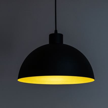 Lustre suspenso em cabo VESPER 1x E27/15W/230 Ø 18 cm preto/dourado