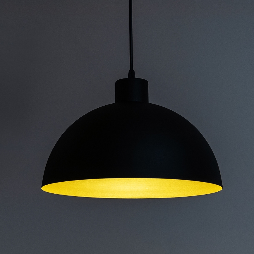 Lustre suspenso em cabo VESPER 1x E27/15W/230 Ø 18 cm preto/dourado