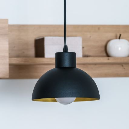 Lustre suspenso em cabo VESPER 1x E27/15W/230 Ø 18 cm preto/dourado