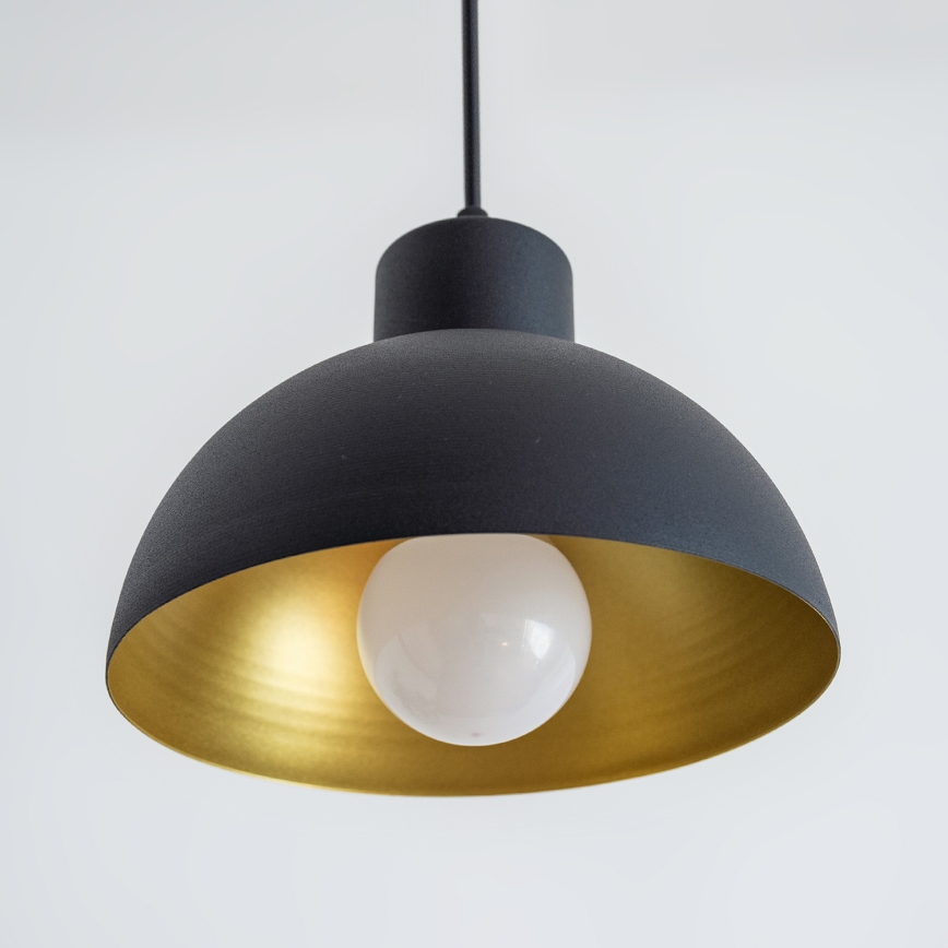Lustre suspenso em cabo VESPER 1x E27/15W/230 Ø 18 cm preto/dourado