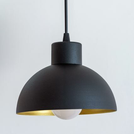Lustre suspenso em cabo VESPER 1x E27/15W/230 Ø 18 cm preto/dourado