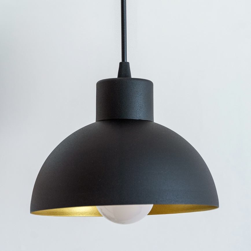 Lustre suspenso em cabo VESPER 1x E27/15W/230 Ø 18 cm preto/dourado