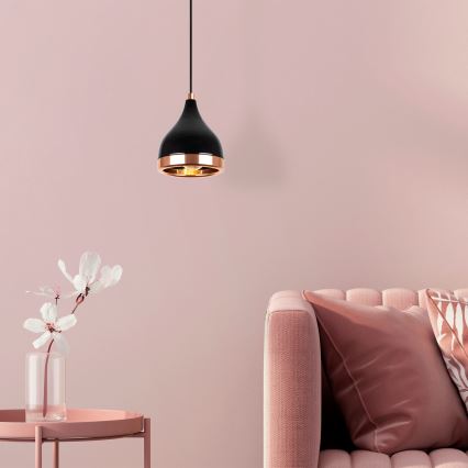 Lustre suspenso em cabo YILDO 1xE27/40W/230V preto/cobre