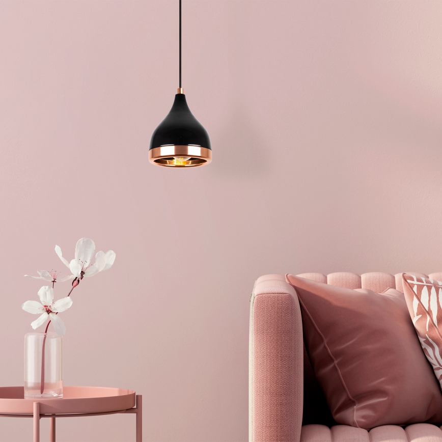 Lustre suspenso em cabo YILDO 1xE27/40W/230V preto/cobre