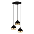 Lustre suspenso em cabo YILDO 3xE27/40W/230V preto/dourado