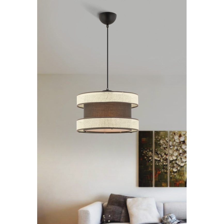 Lustre suspenso HALO 1xE27/60W/230V castanho/creme