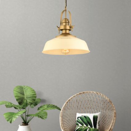 Lustre suspenso MONZA, 1x E27/40W/230V, Ø 35 cm, creme/bronze
