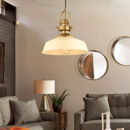 Lustre suspenso MONZA, 1x E27/40W/230V, Ø 35 cm, creme/bronze