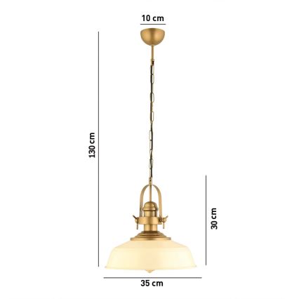 Lustre suspenso MONZA, 1x E27/40W/230V, Ø 35 cm, creme/bronze