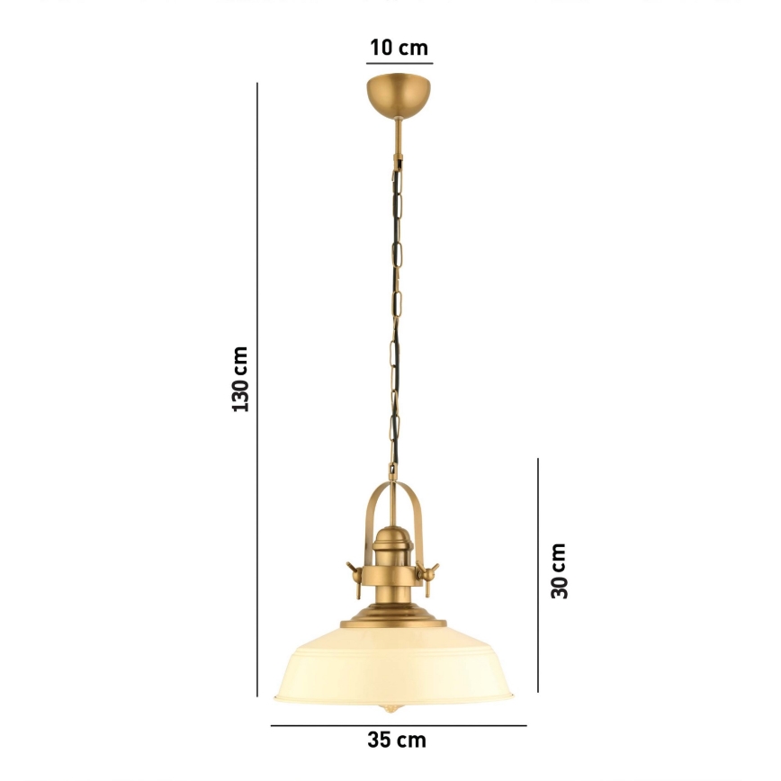 Lustre suspenso MONZA, 1x E27/40W/230V, Ø 35 cm, creme/bronze