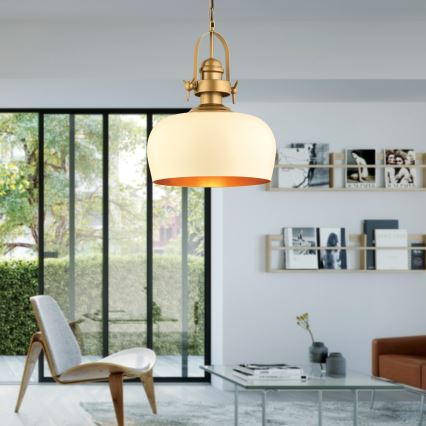 Lustre suspenso MONZA 1xE27/40W/230V, diâmetro 30 cm, creme/bronze