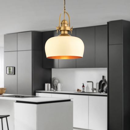 Lustre suspenso MONZA 1xE27/40W/230V, diâmetro 30 cm, creme/bronze