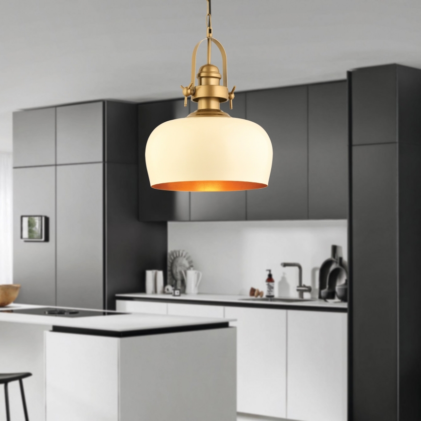 Lustre suspenso MONZA 1xE27/40W/230V, diâmetro 30 cm, creme/bronze