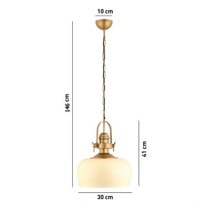 Lustre suspenso MONZA 1xE27/40W/230V, diâmetro 30 cm, creme/bronze