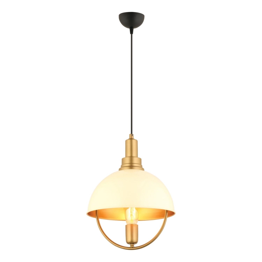 Lustre suspenso MONZA em cabo 1xE27/40W/230V Ø 30 cm creme/dourado