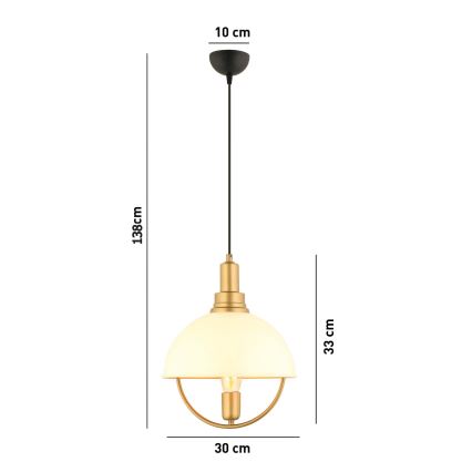 Lustre suspenso MONZA em cabo 1xE27/40W/230V Ø 30 cm creme/dourado