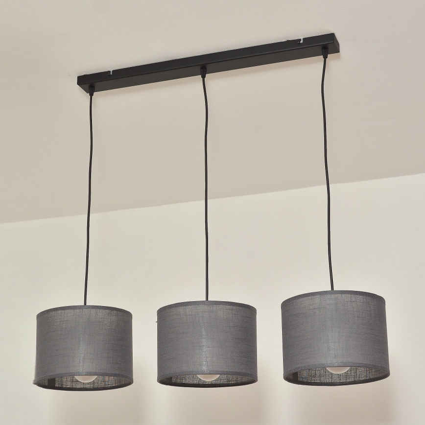 Lustre suspenso por cabo ALBA 3xE27/15W/230V cinzento