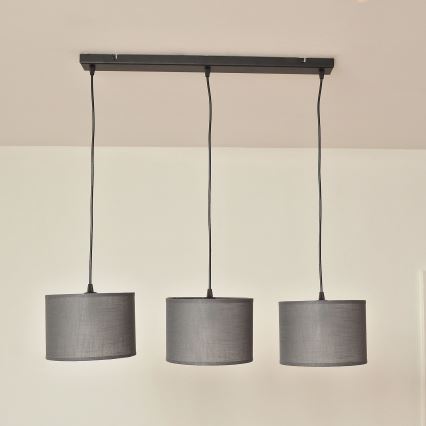 Lustre suspenso por cabo ALBA 3xE27/15W/230V cinzento