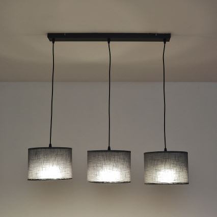 Lustre suspenso por cabo ALBA 3xE27/15W/230V cinzento