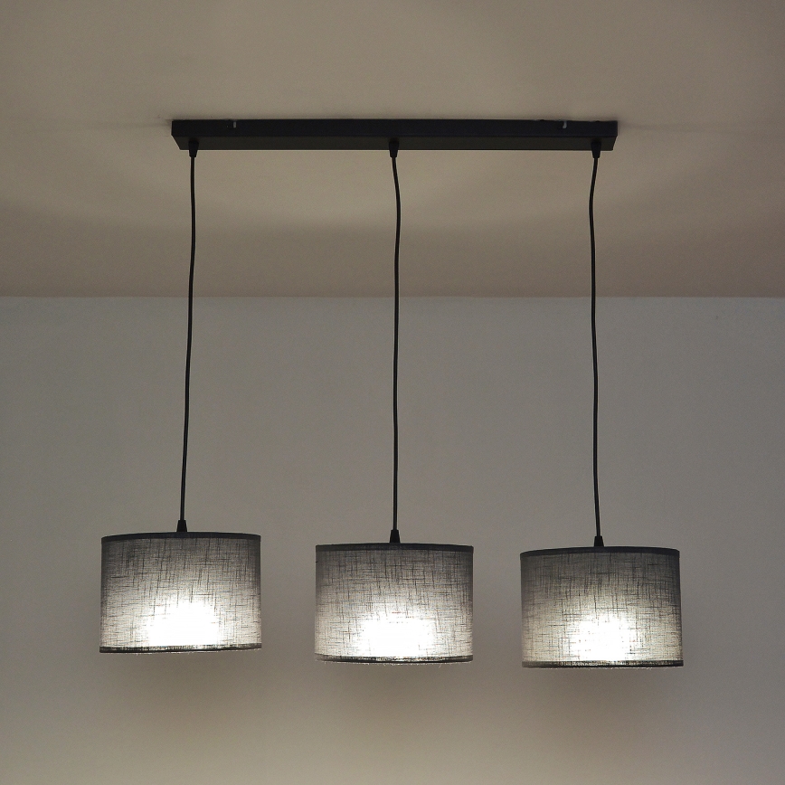 Lustre suspenso por cabo ALBA 3xE27/15W/230V cinzento