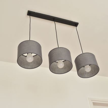 Lustre suspenso por cabo ALBA 3xE27/15W/230V cinzento