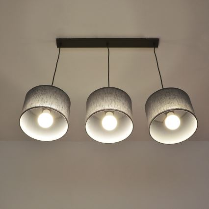 Lustre suspenso por cabo ALBA 3xE27/15W/230V cinzento