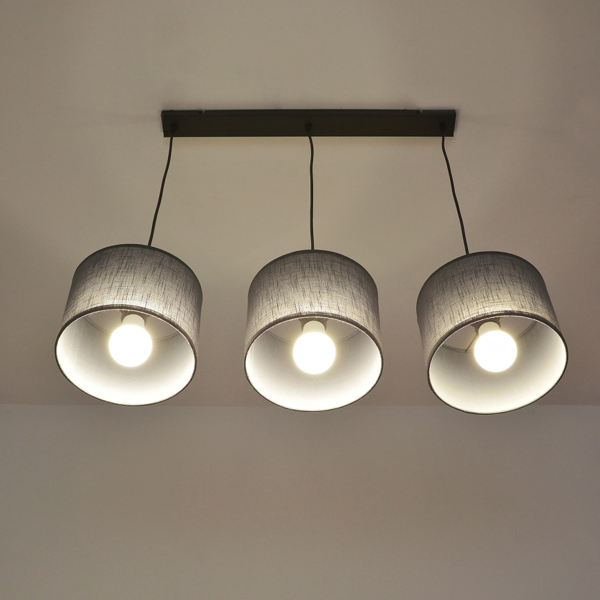 Lustre suspenso por cabo ALBA 3xE27/15W/230V cinzento