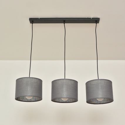 Lustre suspenso por cabo ALBA 3xE27/15W/230V cinzento