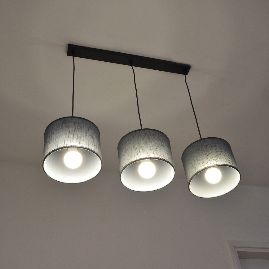 Lustre suspenso por cabo ALBA 3xE27/15W/230V cinzento