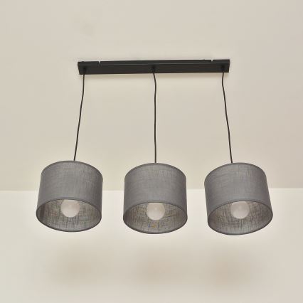 Lustre suspenso por cabo ALBA 3xE27/15W/230V cinzento