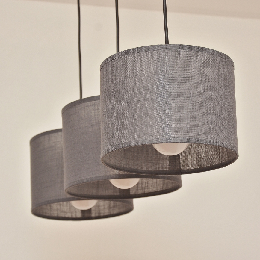 Lustre suspenso por cabo ALBA 3xE27/15W/230V cinzento
