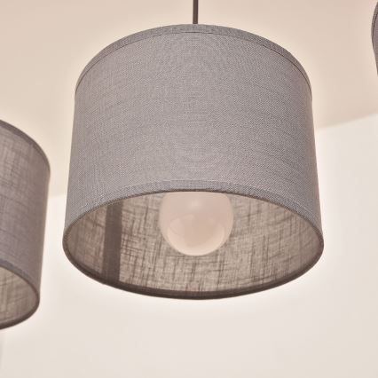 Lustre suspenso por cabo ALBA 3xE27/15W/230V cinzento