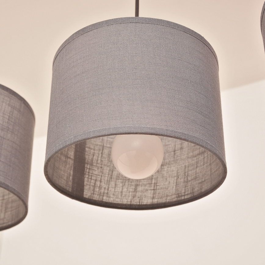 Lustre suspenso por cabo ALBA 3xE27/15W/230V cinzento
