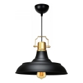 Lustre suspenso por cabo AYD 1xE27/40W/230V preto/dourado