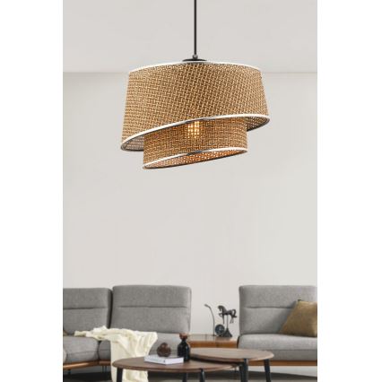 Lustre suspenso por cabo BARETTE 1xE27/60W/230V castanho/cromado brilhante