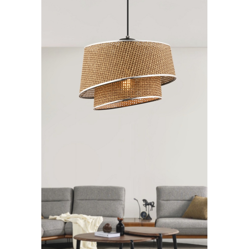 Lustre suspenso por cabo BARETTE 1xE27/60W/230V castanho/cromado brilhante