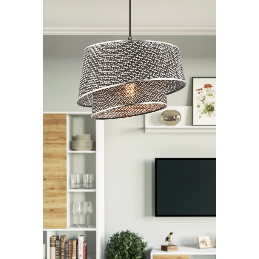 Lustre suspenso por cabo BARETTE 1xE27/60W/230V cinzento/cromo brilhante
