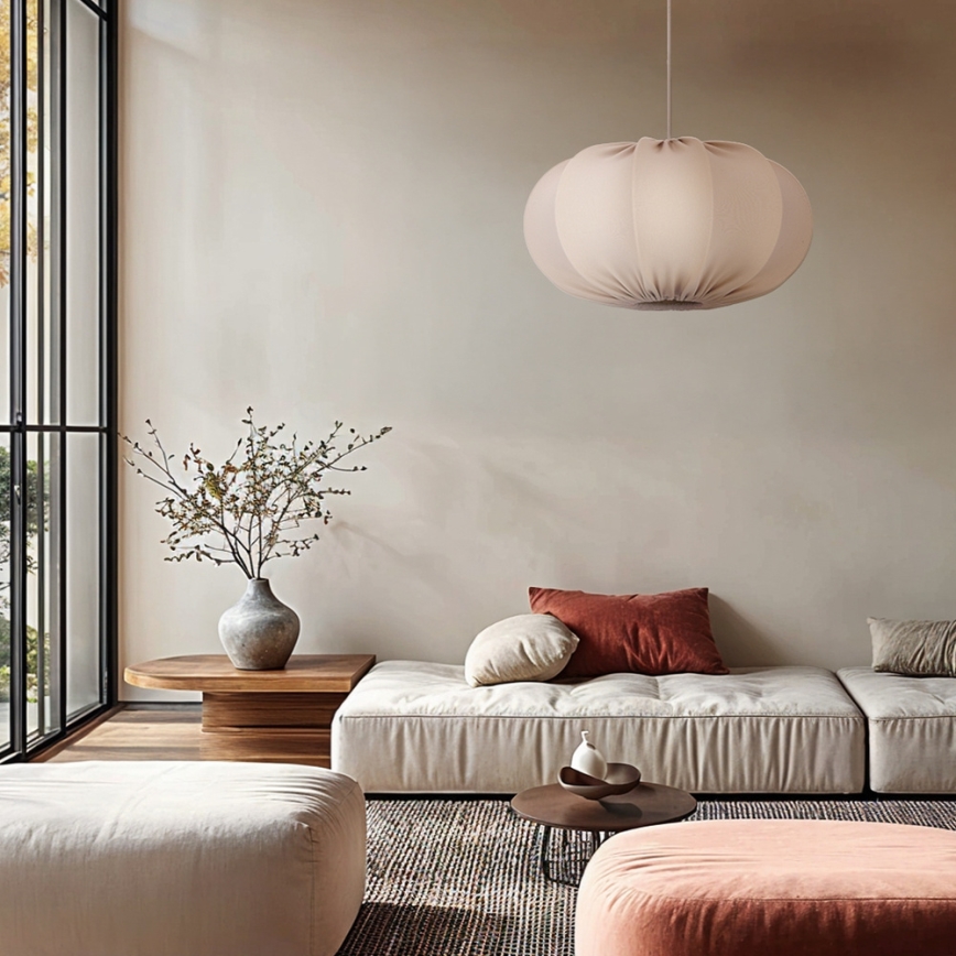 Lustre suspenso por cabo CAFEE 1xE27/40W/230V, diâmetro 52 cm, bege