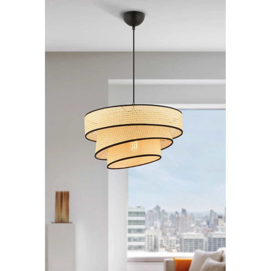 Lustre suspenso por cabo COUPER 1xE27/60W/230V bege/preto