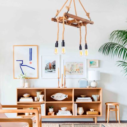 Lustre suspenso por cabo EREBOS 4xE27/40W/230V castanho
