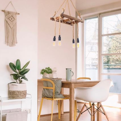 Lustre suspenso por cabo EREBOS 4xE27/40W/230V castanho