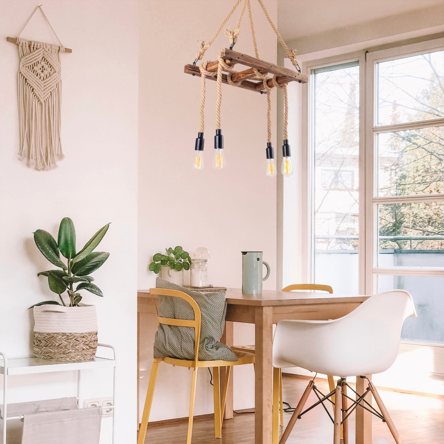 Lustre suspenso por cabo EREBOS 4xE27/40W/230V castanho