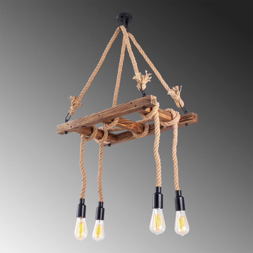 Lustre suspenso por cabo EREBOS 4xE27/40W/230V castanho