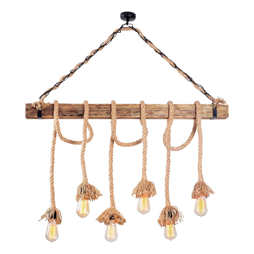 Lustre suspenso por cabo EREBOS 6xE27/40W/230V castanho