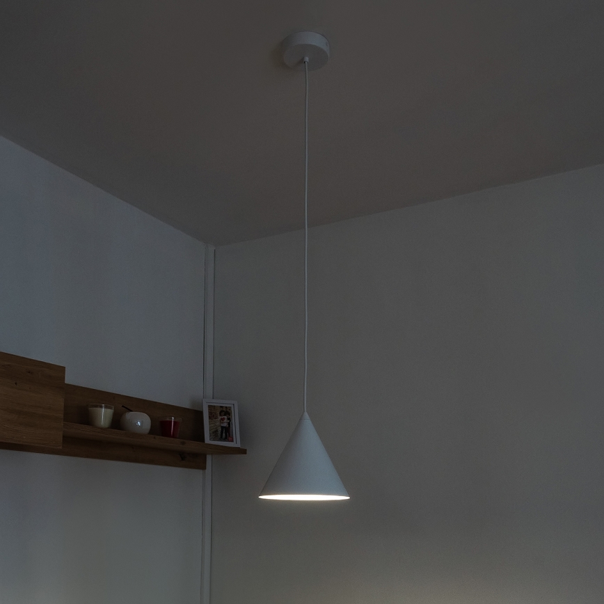 Lustre suspenso por cabo ETNA 1xE27/15W/230V diâmetro 18,5 cm branco