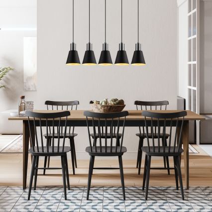 Lustre suspenso por cabo KEM 5xE27/40W/230V, preto