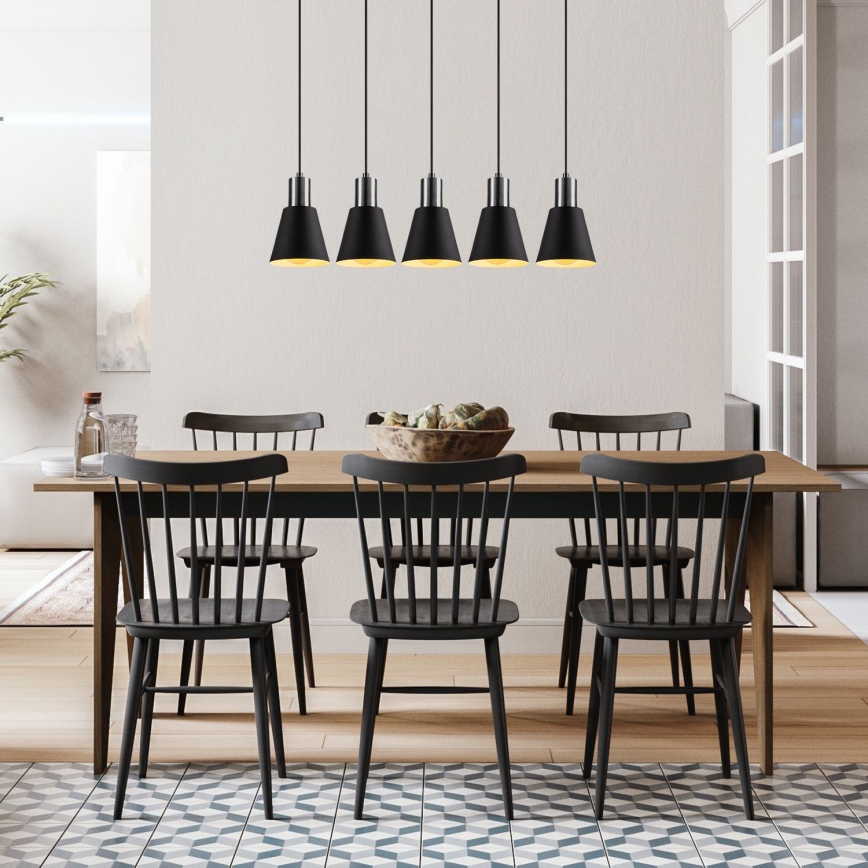 Lustre suspenso por cabo KEM 5xE27/40W/230V, preto