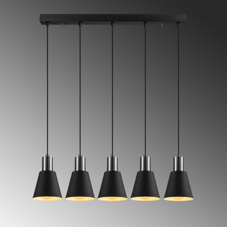 Lustre suspenso por cabo KEM 5xE27/40W/230V, preto