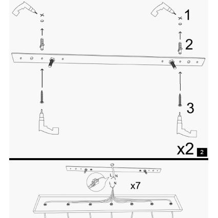 Lustre suspenso por cabo KEM 5xE27/40W/230V, preto