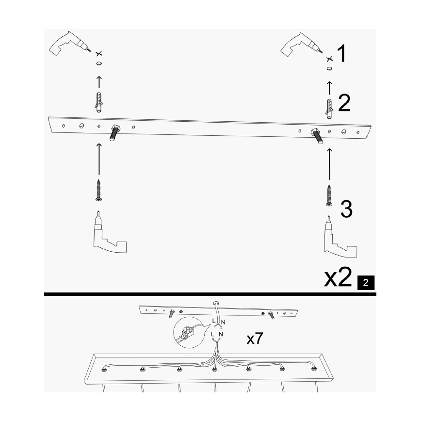 Lustre suspenso por cabo KEM 5xE27/40W/230V, preto